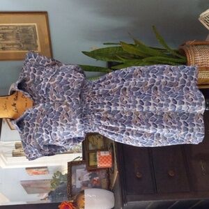 BCBGeneration Blue Multicolored Abstract Print Open Back Shirt Dress